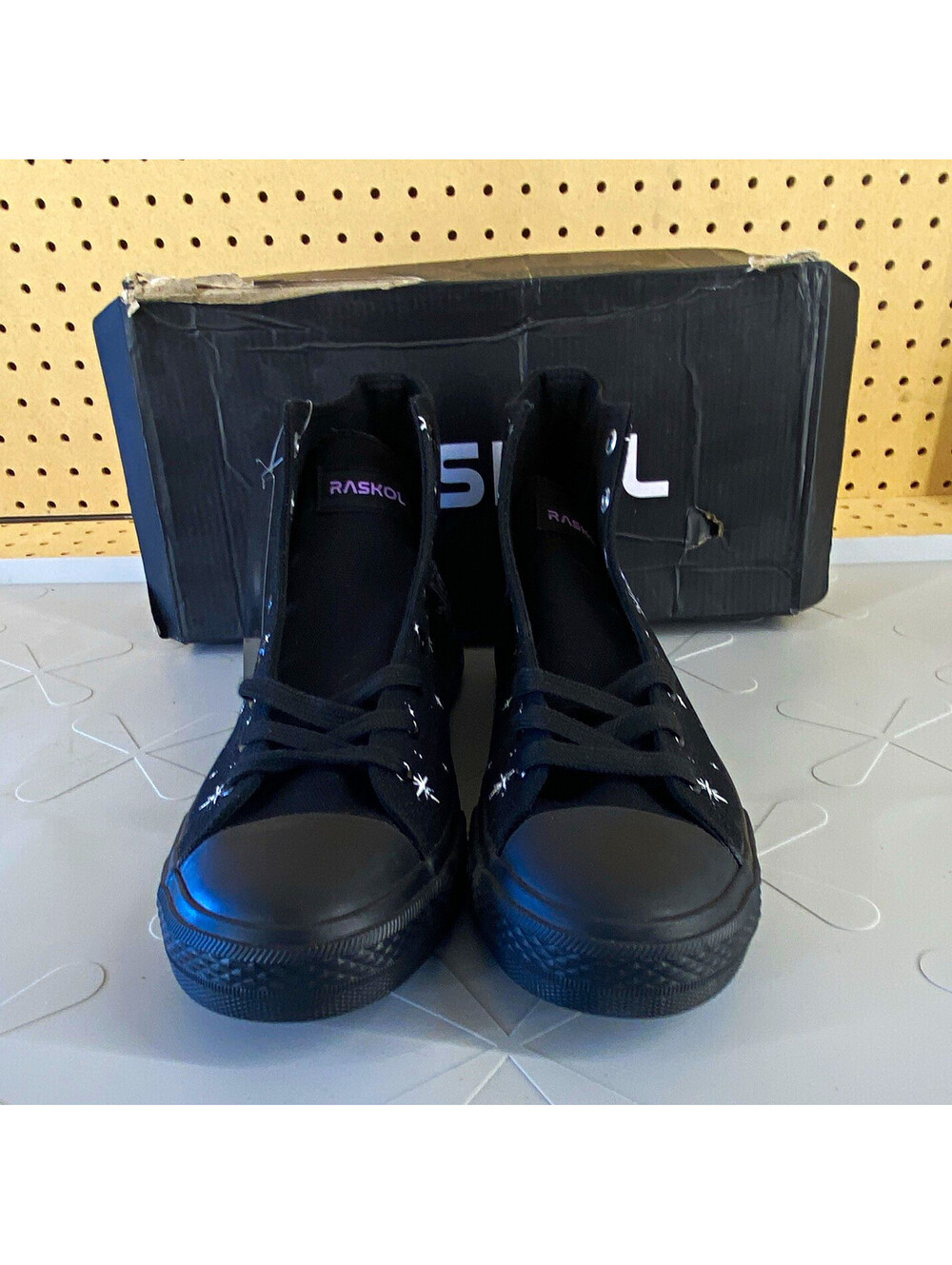 RASKOL Men's Black Purple Canvas High-Top Lace-Up Skull Graphic Sneakers US 11.5